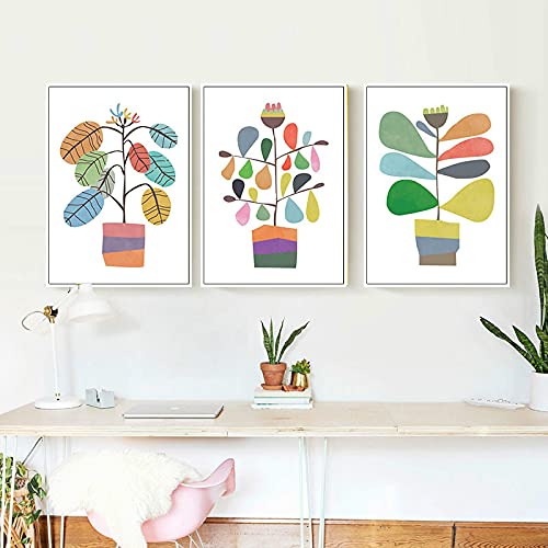 Art mural nordique toile abstraite colorée décoration salon moderne 60x90cm triptyque