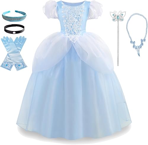 Miniatura 1 de ZALOORIY Vestidos de disfraz de princesa de Cenicienta para niñas con accesorios