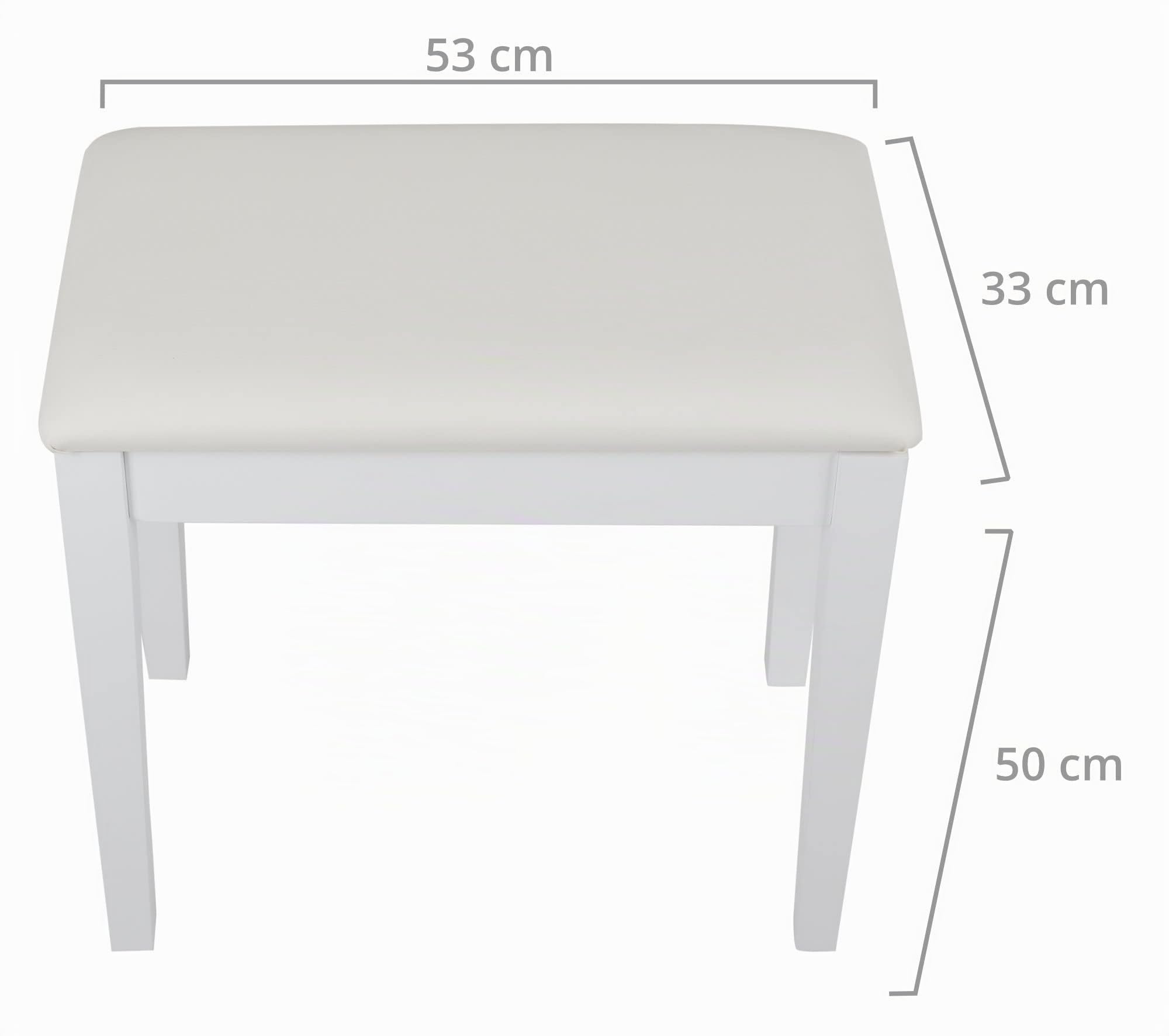 Classic Cantabile Banc de Piano avec Compartiment de Rangement modèle S Blanc Mat
