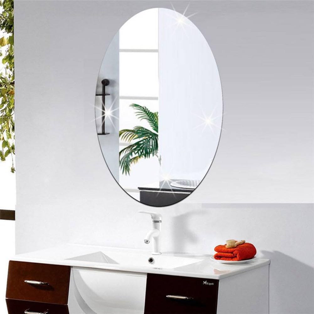 Mirror Wall Stickers HD Mirror Tiles Adhesive-Frameless Oval Square Mirror Easy-Install Wall Mirror Stickers For Bedroom Or Bathroom