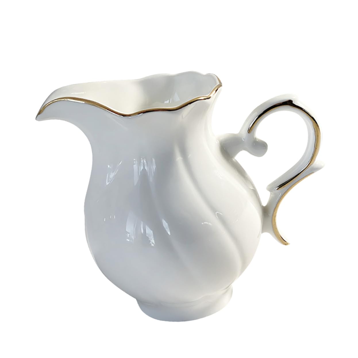 COLLBATH European Style Ceramic Milk Cup Milk Jar Coffee Sauce Holder Clear Container Mini Creamer Pitcher Espumador De Leche Mini Sauce Containers Mini Fridge for Drinks Ceramics White