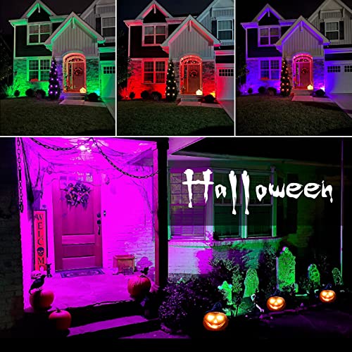 Image of Solar Color Changing Spot Lights Outdoor, IP67 Waterproof Solar Landscape Lighting, 7 Modes Multicolor RGB Landscape Spotlights for Garden Yard Driveway Lawn Patio Pathway Easter Decorations, 4 Pack