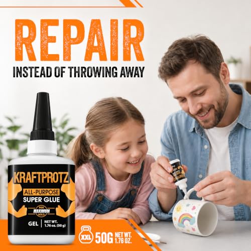 Image of Super Glue All-Purpose Gel 1.75 oz - Instant Adhesive Universal Repair | non drip, gap filling, vertical bonds, no run, clear, waterproof, heat resistant, anti-clog cap, universal wood metal plastic
