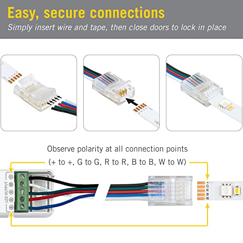 Image of Armacost Lighting 5-Pin RGB+W Multicolor Wire to Tape Connector - 6 Pack