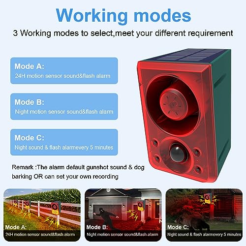 Chunhee SL16-2 Solar Outdoor Motion Sensor Alarm With Dog Barking Gunshot Sound thumb #4