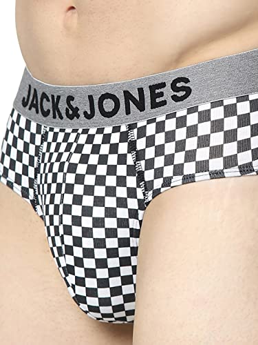 Image of JACK & JONES Men's Cotton Blend Modern Regular Checkered Briefs (Pack of 1)