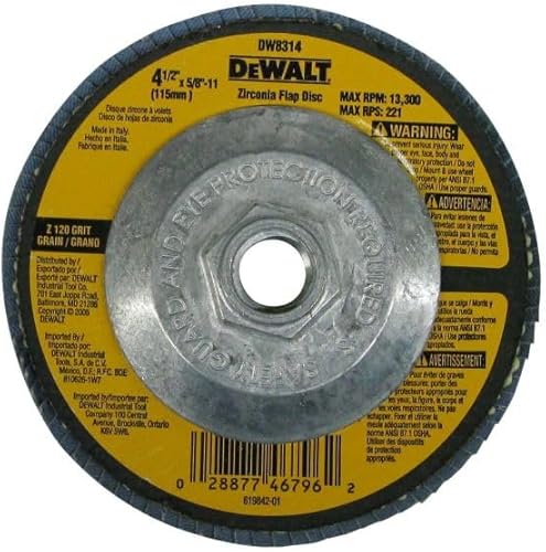 Miniatura 2 de DEWALT DW8314 4-12 por 58 pulgadas-11 120 Grit Zirconia Disco de aleta para amoladora angular