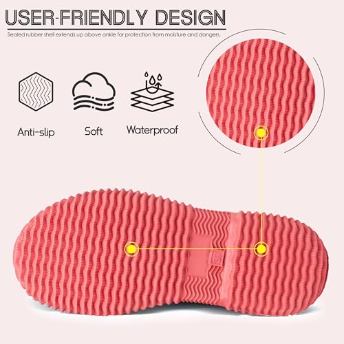 Image of Hbxooxts Women Mud Boots Waterproof Garden Shoes, Anti-Slip Rubber Rain Boots for Women, Outdoor Work and Farming with Easy-Clean Design