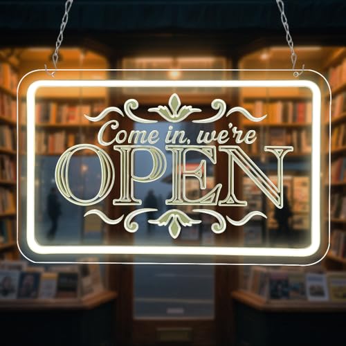 RuCvixkt We are OPEN LED Segni, Interruttore Dimmerabile Luminosità Neon SWegno Aperto per i Negozi Finestra Dell'hotel Salon Bar Club Ristorante Decor (bianco caldo, 15 '' x 9,5 '')