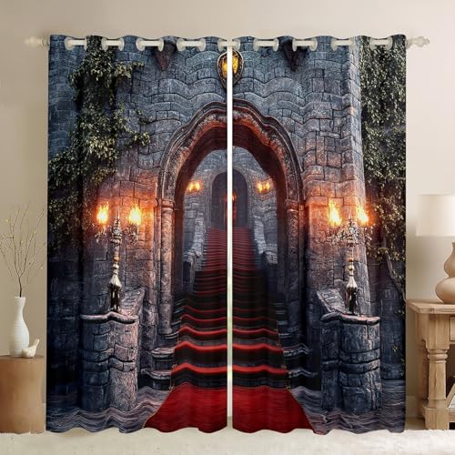Feelyou Castle Entrance Curtains for Bedroom Living Room Boys Girls Teens
