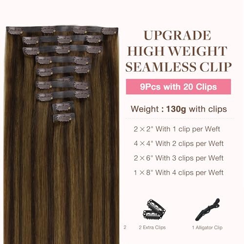 Image of GOO GOO Seamless Clip in Hair Extensions Real Human Hair Remy Extensions