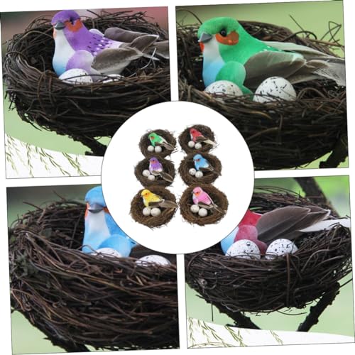 Nid d'oiseau artificiel rustique UPKOCH avec plumes déco pour maison