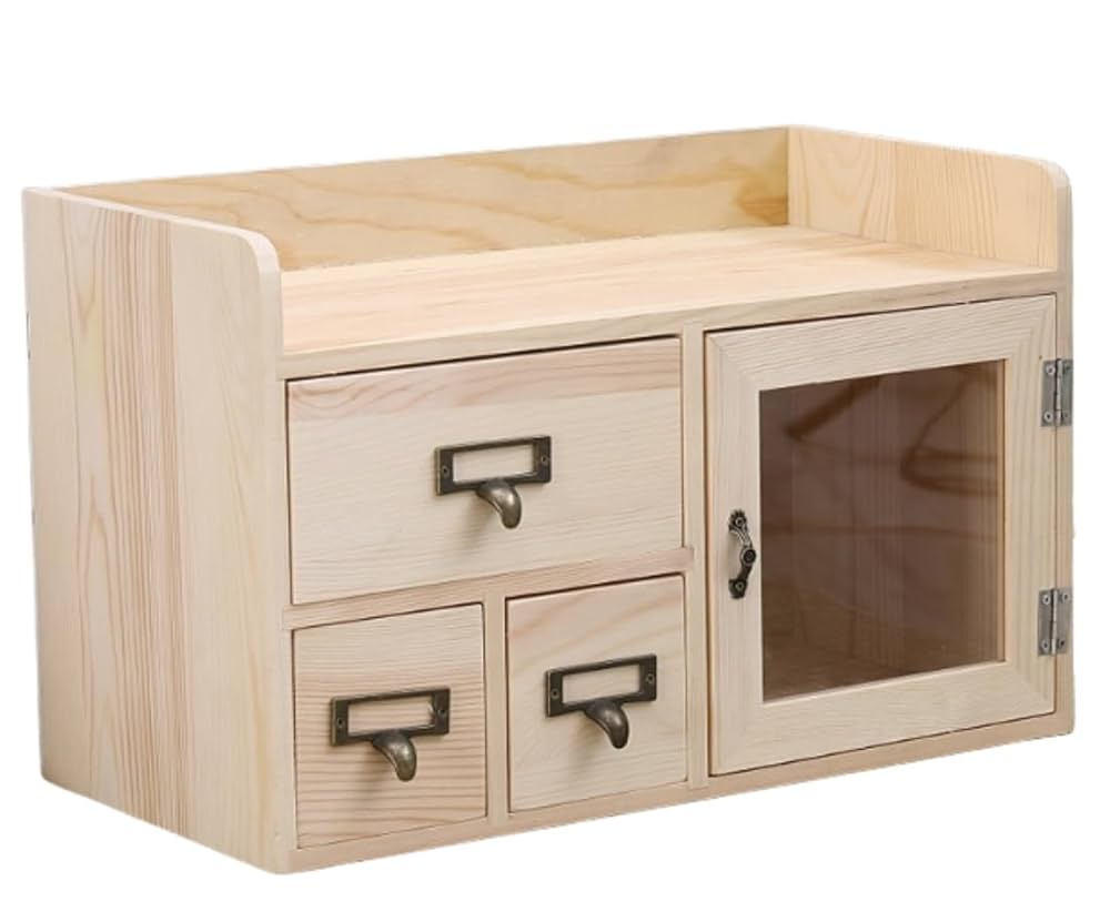 Amazon.co.jp: DENGZHOU(売店) ミニタンス 収納 卓上収納 木製