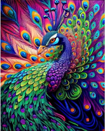 HKLIOPU Kits de punto de cruz para adultos,DIY Kits de Bordado Punto Cruz,Pavo real 11CT Cross Stitch Kit de Herramienta de Puntada Cruzada Contada a Mano (LZ105)