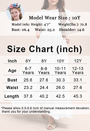 Hosika Girls White Dress Flower Lace Chiffon Flutter Sleeves A-Line Maxi Wedding First Communion Dresses For 12-13 Years #TOP5