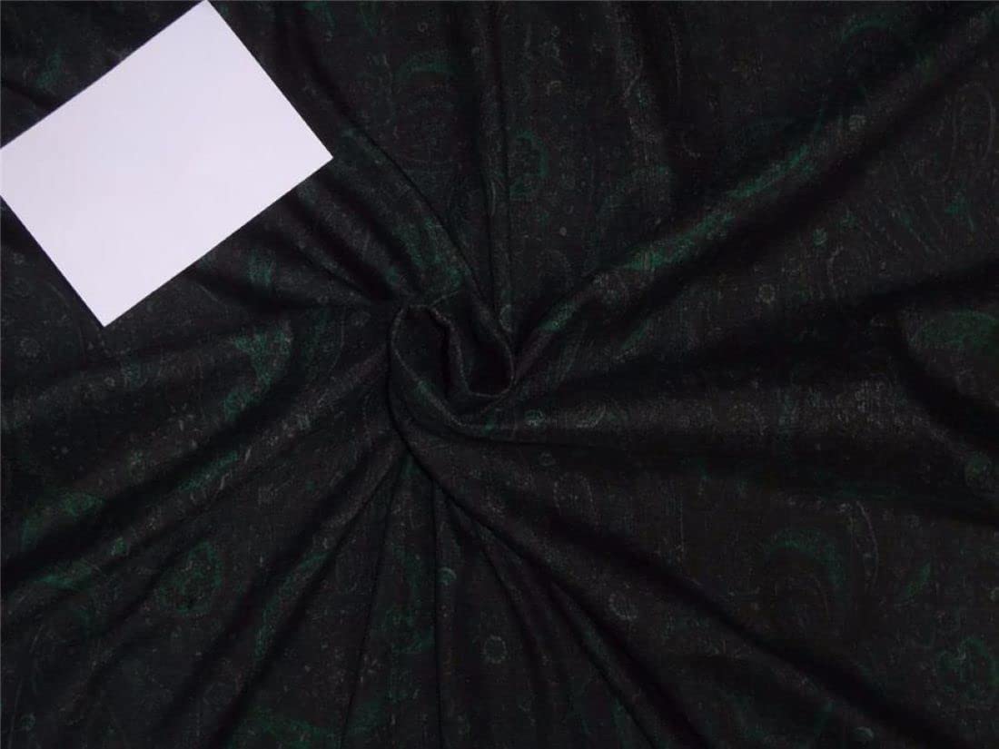 Soie pure Dupioni vert émeraude et noir haut de gamme au mètre