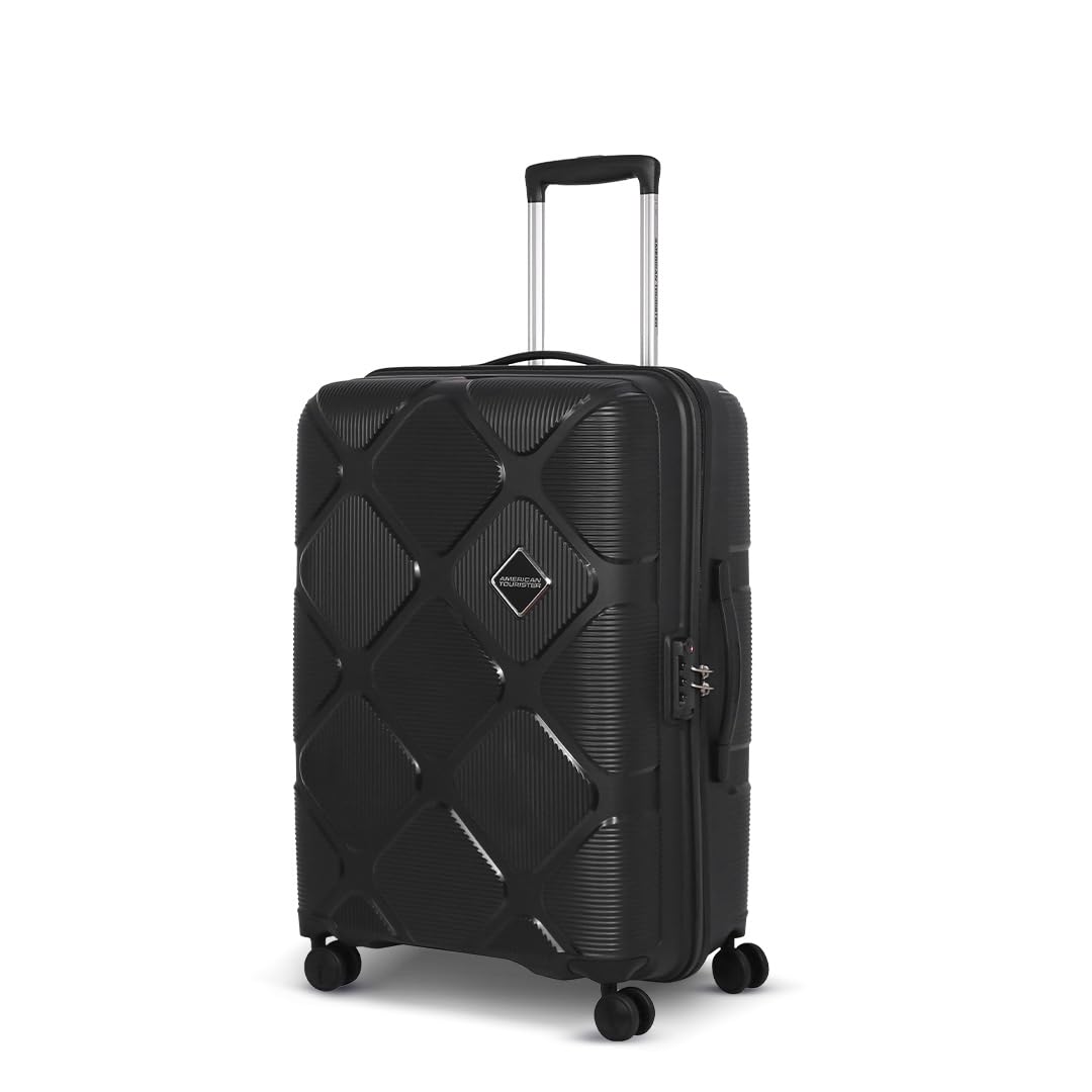 american tourister Instavibe, 79 CM Trolley Bag for Travel Large Polypropelene Suitcase with Mounted TSA Lock, Double Wheels, Flexi Packing Straps, and Side Hooks for Men & Women - Black-picture-12