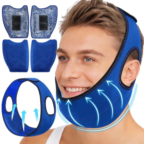 Image of Wisdom Teeth Ice Pack Head Wrap Jaw Face Ice Pack with 4 Gel Packs for Wisdom Teeth Removal Extraction Toothache Pain Relief Facial Face Oral Surgery TMJ Tonsillectomy Recovery (Royal Blue)