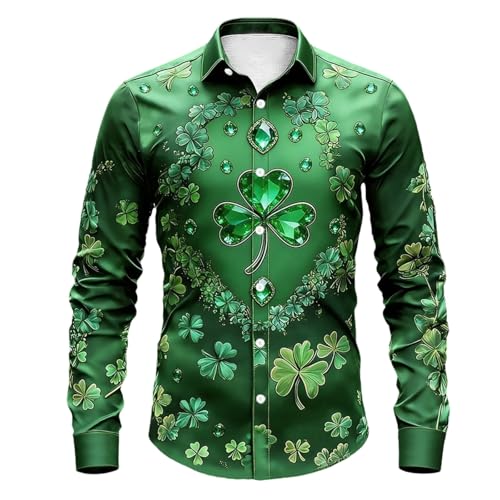Chemise Saint Patrick homme à imprimé trèfle festif pour soirée irlandaise