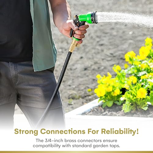Flexi Hose Expandable Garden Hose - 50FT Heavy Duty Water Hose, Retractable Hose with 2cm Brass Fittings - Expandable Hose Design Includes Spray Nozzle (Black 15 Metres) - Image 3