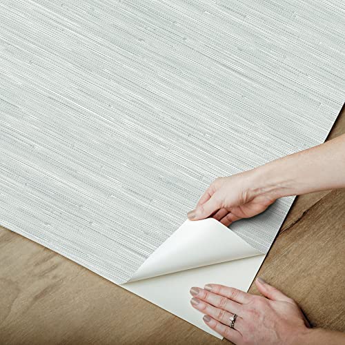 NuWallpaper x Social Social Whisper Blue Classic Faux Grasscloth Peel & Stick Wallpaper by NuWallpaper - Used condition - Image 3