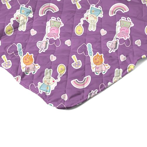Image of Peppa Pig Fairgrounds Quilted Throw Blanket - Soft Blanket for Kids Featuring Peppa Pig, Lightweight Bedding for Bed, Couch, or Sleepovers, 60 x 80 Inches