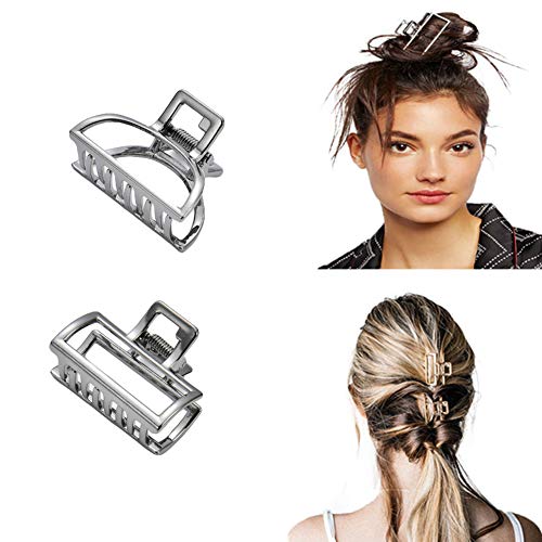 John Novais 2 Pcs Metal Hair Claw Clips Small Fashion Hair Jaw Clips Set for Women and Girls (Black)