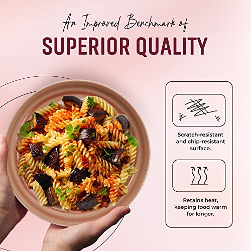 American Atelier 9-Inch Pasta Bowl (Set of 4) - 42 oz Wide Shallow Porcelain Low Dinner Bowls, Stylish & Modern Dinnerware for Serving at Home, Restaurants, First Apartment, College Dorms (Blush) by American Atelier - Image 2