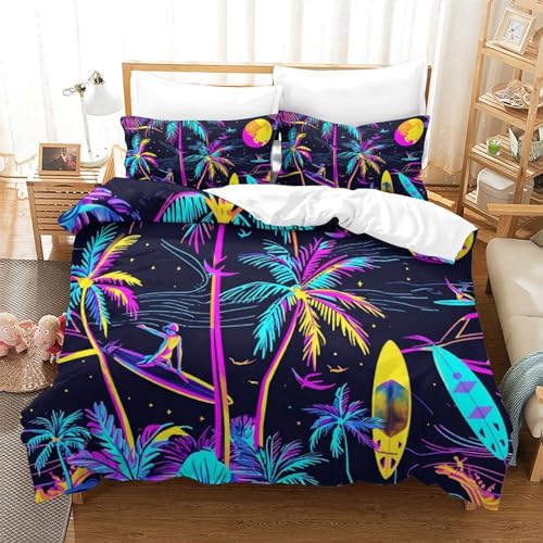 Housse de couette impression 3D parure de lit 3 pièces microfibre résistante
