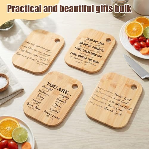 12 Piezas Tabla de Cortar Cristiana en Bambú con Diseño Religioso para Mujeres, 7.8 pulgadas Mini Tabla Charcutería, Regalo Ideal miniatura 4