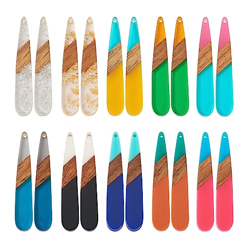 Pendentifs en bois naturel et résine colorée pour boucles d'oreilles DIY