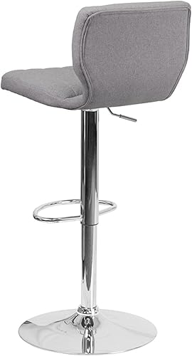 Vista 27 de Flash Furniture Taburete de bar de altura ajustable de vinilo marrón contemporáneo con respaldo vertical y base cromada