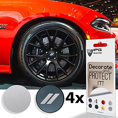Image of IPG Compatible for Dodge Charger Challenger Durango Wheel Center Cap Decal Sticker Wrap Kit Personalize Your Vehicle (Inner Logo, Brushed Aluminum)