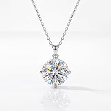 1 Pc Moissanite 925 Silver Necklaces Silver 1ct-2ct Classic Four-Prong Necklace For Party Prom Fine Jewelry Gift for Girlfriend Anniversary