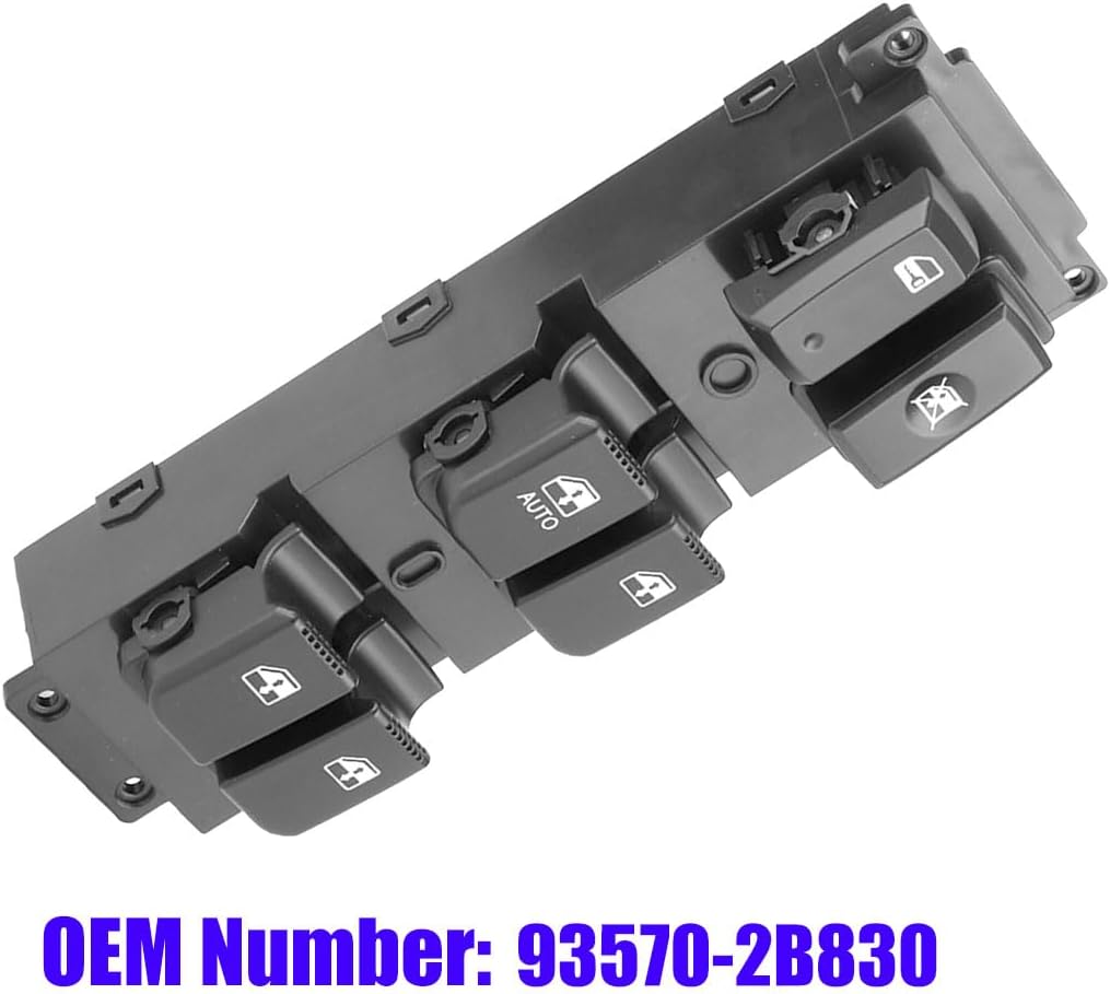 Driver Side Power Master Window Switch 93570-2B830 Fit for 2007-2011 Hyundai Santa Fe, Front Left Power Window Control Switch Button Compatible with Santa Fe 2007-2011 Replace# 93570-2B000S4