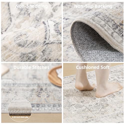 Runners for Hallways Kitchen Runner Rugs: 2'x 10' Washable Runner Rug Boho Non Slip Long Floor Rug with Rubber Backing Faux Wool Vintage Carpet Runners for Entryway Indoor Bedroom Foyer Living Room