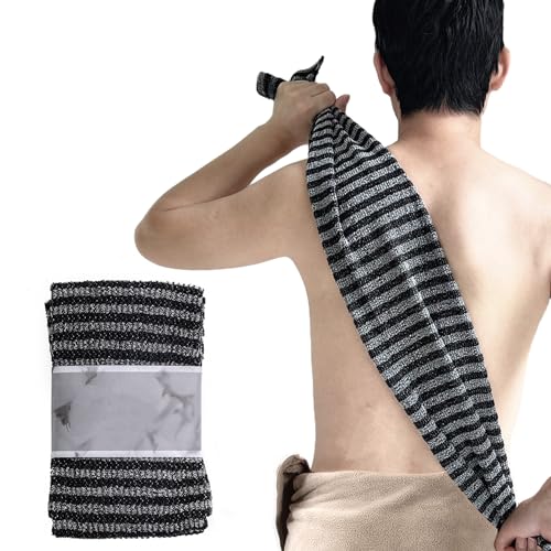 Guante de baño exfoliante para espalda y cuerpo, toalla exfoliante para ducha, accesorios de baño para limpieza y masaje, color negro