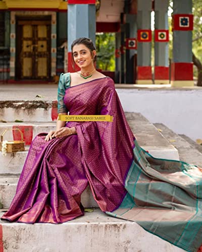 Image of Avantika Fashion Women's Classy Kanjivaram Soft Lichi Silk Banarasi Saree With Blouse Piece