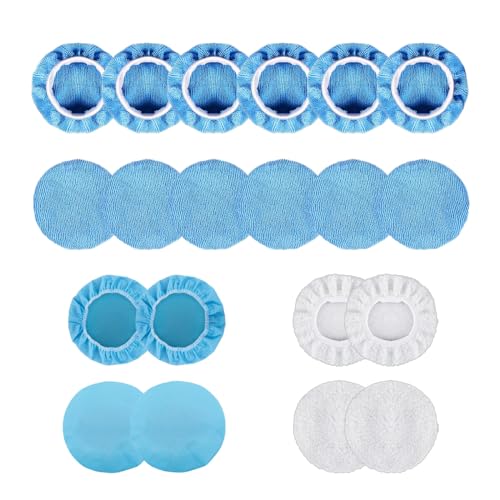 20PCS Car Polisher Pad Bonnets, 7 to 8 Inch Car Orbital Buffer Polisher Pad Bonnet, 12*Microfiber Bonnets, 4*Non-Woven Buffing Bonnet + 2*Woollen