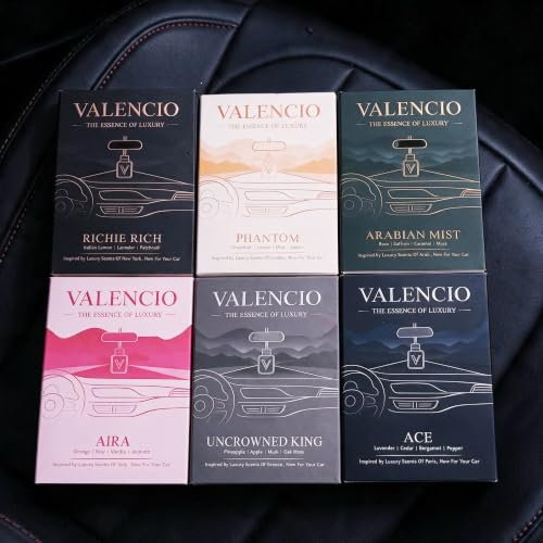 Image of Valencio Luxury Car Perfume Ace - Cedar & Lavender Hanging Diffuser | Fragrance Inspired by Body Perfumes | Natural Essential Oils | Long-Lasting Fragrance Up to 45 Days | Gas-Free & CFC-Free