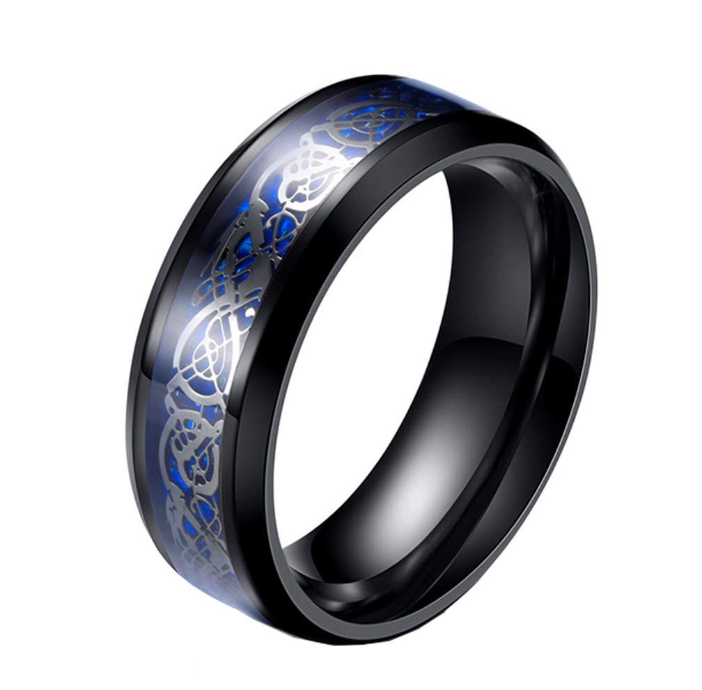 HIJONES Unisex Carbide Fiber Celtic Dragon Spinner Ring Wedding Spins Band