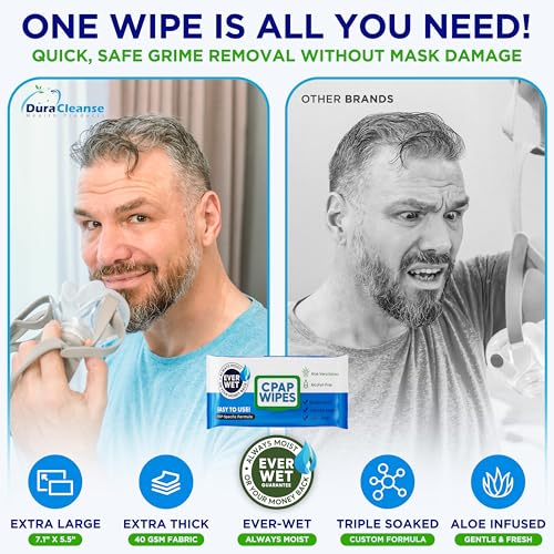 image for CPAP Mask Wipes - 300 Count Jumbo Pack + 12 Travel Sheets - Dura Clean