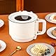 Elektrischer Hot Pot, 1,8 L, Großes Fassungsvermögen, 2 Gänge, Verstellbar, Tragbar, Antihaftbeschichtet, Mini Ramen Kocher für Pasta, Suppe, Steak, Ei, Haferflocken (weiß)