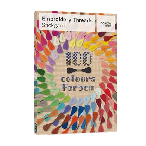 Stickgarn Set 100 Farben je 5 Meter : Nähgarn Set – Freundschaftsarmbänder selber machen – Sticken, Armband knüpfen, Basteln, Armband flechten – Kreuzstich Set, Stick Set – Embroidery Thread – Inovida
