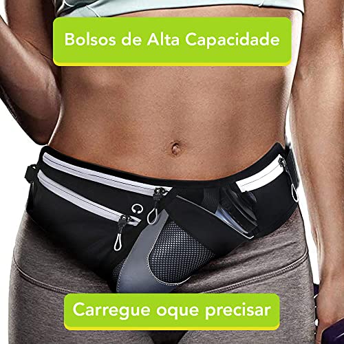 Pochete Ajustável, com 2 Bolsos, Compartimento para Garrafa de Água, Faixas Reflexivas, Resistente a