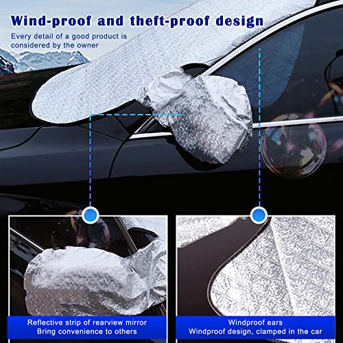 Image of Miytsya Windshield Snow Ice Cover Winter Frost Cover for Car Wind-Proof Magnetic Edge Keeps Ice Snow Frost Off Fits Most Vehicle Silver #4 (57 inch*47 inch)