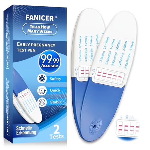 2 Piezas Tests de embarazo, Envolturas Individuales Test Embarazo, Prueba De Embarazo Fácil De Usar Detección Temprana, High Sensitivity Pregnancy Test, Resultado Rapido(Azul）