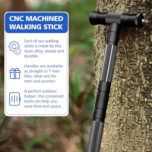 Premium Black CNC Machined Walking Hiking Stick for Outdoor Trekking by aiGear