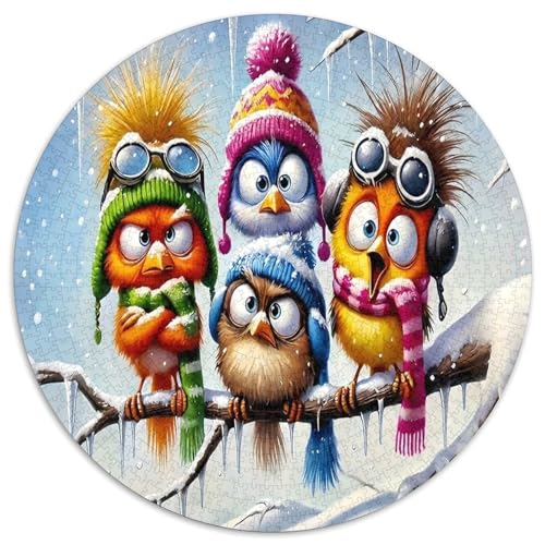 Puzzle de 1000 piezas redondo de cartón con diseño de búho invernal para adultos