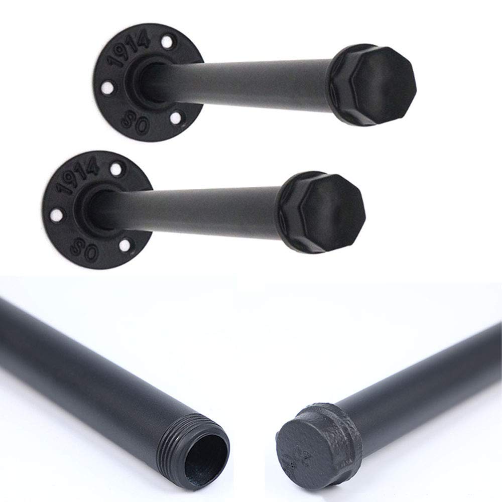 Soportes de estante resistentes, soportes de pared decorativos de tubo de hierro para, soportes de metal rústico negro, soporte de estantería para estante industrial, 4 piezas de soportes de brida vin